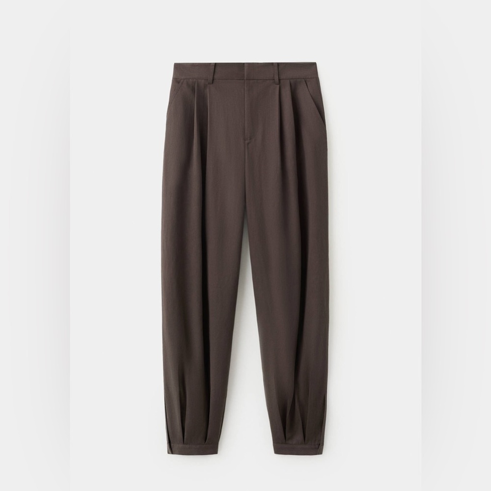 NWT MANGO Baggy Lyocell Pants in Chocolate - Picture 5 of 12